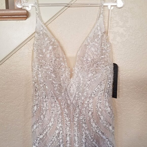 Off White Tulle Chantilly Lace Beaded Sequin Mermaid Wedding Dress 2 - Picture 7 of 9